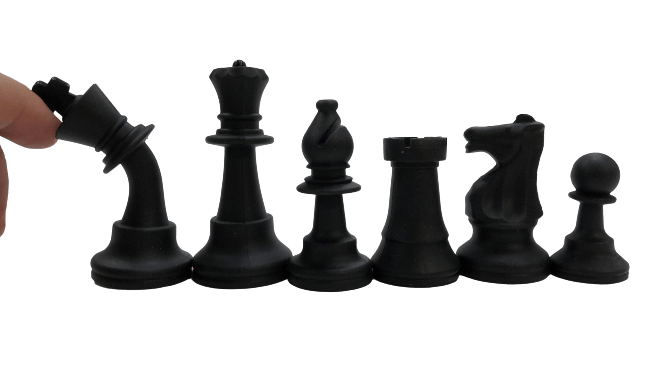 Silicone Chess Pieces.  White and Black Full Chess Set with extra Queens.