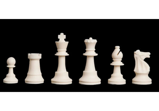 Silicone Chess Pieces.  White and Black Full Chess Set with extra Queens.