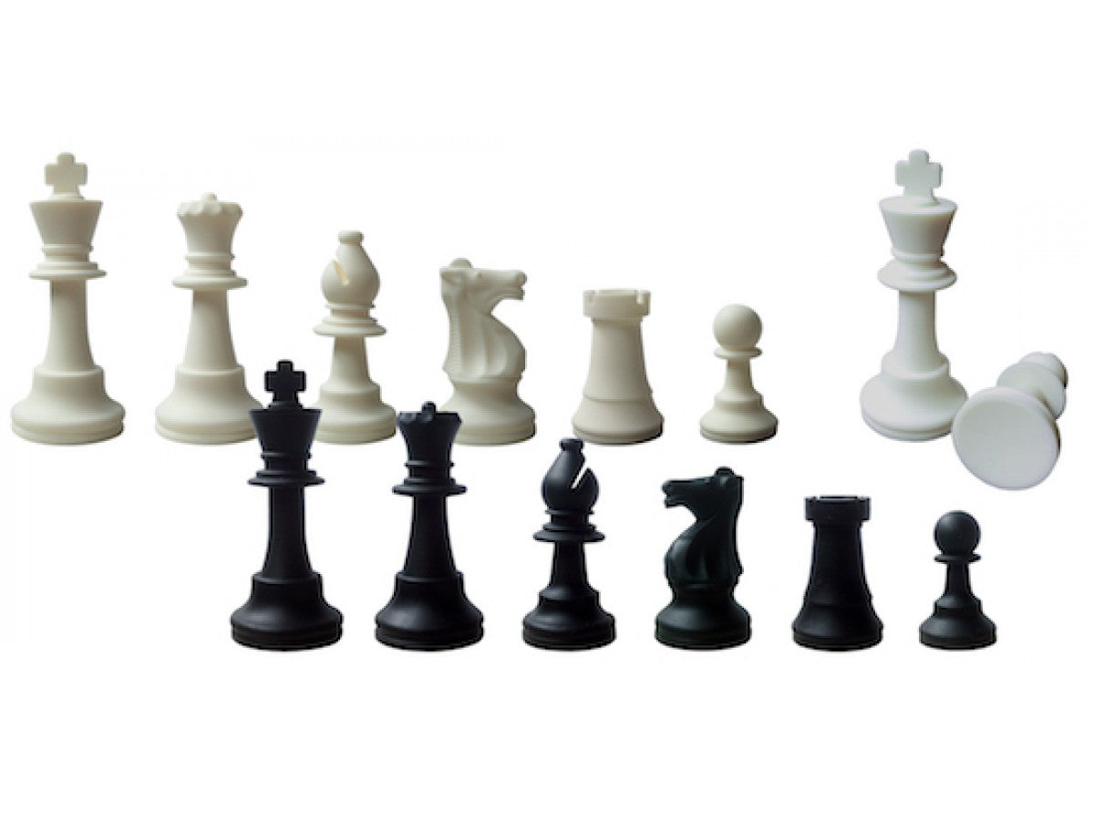 Silicone Chess Pieces.  White and Black Full Chess Set with extra Queens.